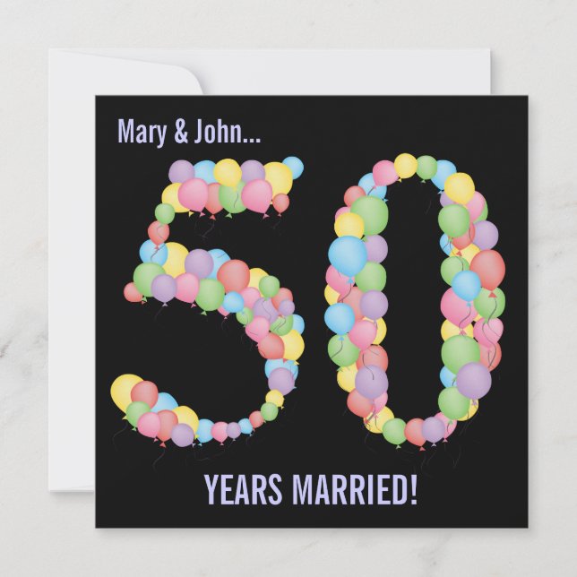 Inbjudan till 50-årsfirande med ballonger (Framsida)