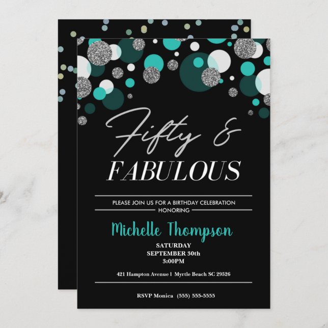 Inbjudan till 50-årsjubileum till kvinnor (Fram/baksida)