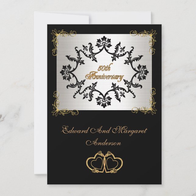 Inbjudan till 50-årsjubileumsfest i svart och vitt (Framsida)