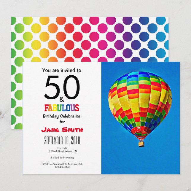 Inbjudan till 50 och Fabulous Birthday (Fram/baksida)