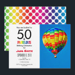 Inbjudan till 50 och Fabulous Birthday<br><div class="desc">En ljus och glad 50-årsfotoinbjudan som du kan anpassa. Ändra fotot och personlig information som du vill. Baksidan är dekorerad med en polka punkt mönster.</div>