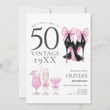 Inbjudan till 50 och Fabulous Rosa Heels & Cocktai