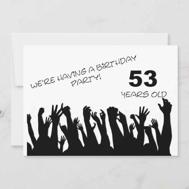 Inbjudan till 53-årsfest med jublande folkmassa (Framsida)