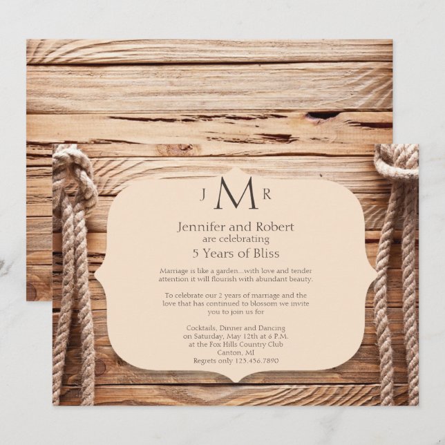 Inbjudan till 5-årsjubileum med Love Knot (Fram/baksida)