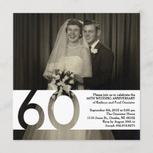 Inbjudan till 60-års bröllopsdag 5,25 x 5,25