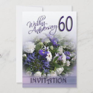 Inbjudan till 60-års bröllopsjubileum Blå blommor