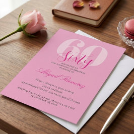 Inbjudan till 60-årsfest Rosa foto anpassad