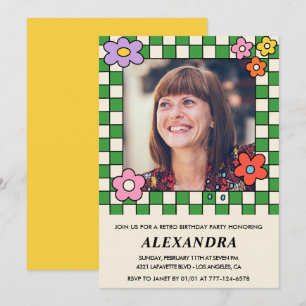 Inbjudan till 65-årsfirande Retro Groovy Blommor