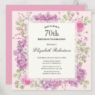 Inbjudan till 70-årsfirande Eleganta rosa blommor