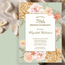 Inbjudan till 70-årsfirande höstfärger Floral Sage