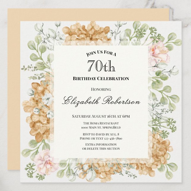 Inbjudan till 70-årsfirande i eleganta höstfärger (Skapare uppladdad)