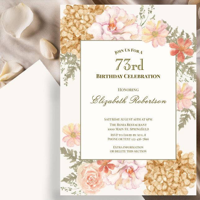 Inbjudan till 73-årsfirande med höstfärg blomsterm (Skapare uppladdad)