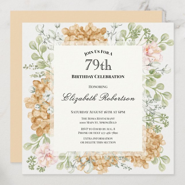 Inbjudan till 79-årsdag i eleganta höstfärger (Skapare uppladdad)