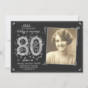 Inbjudan till 80-årsdagen Silver Vintage