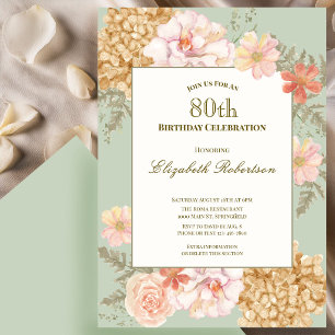 Inbjudan till 80-årsfirande Höstfärger Blommig Sal