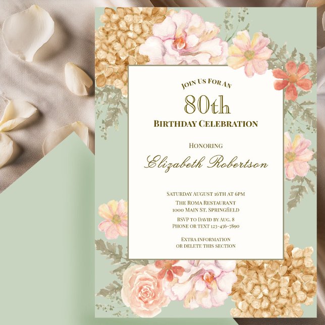 Inbjudan till 80-årsfirande Höstfärger Blommig Sal (Skapare uppladdad)