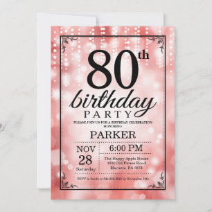 Inbjudan till 80-årsfirande Röd Glitter