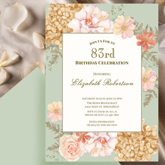 Inbjudan till 83-årsfirande Höstfärger Floral Salv (Skapare uppladdad)