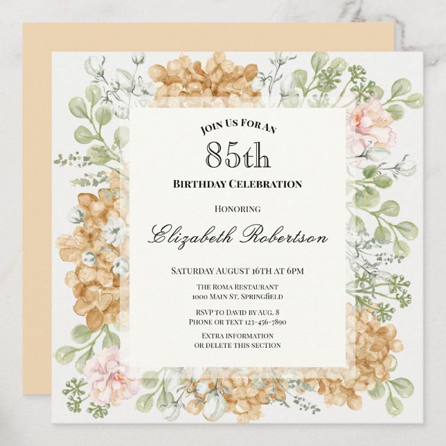 Inbjudan till 85-årsfirande i eleganta höstfärger (Skapare uppladdad)