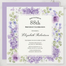 Inbjudan till 88-årsfirande Eleganta lila blommor
