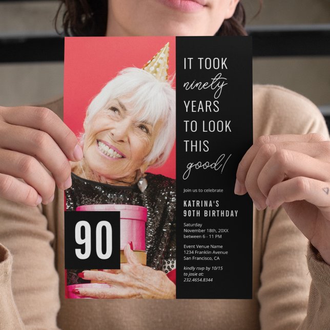 Inbjudan till 90-års födelsedags fotofest (Skapare uppladdad)