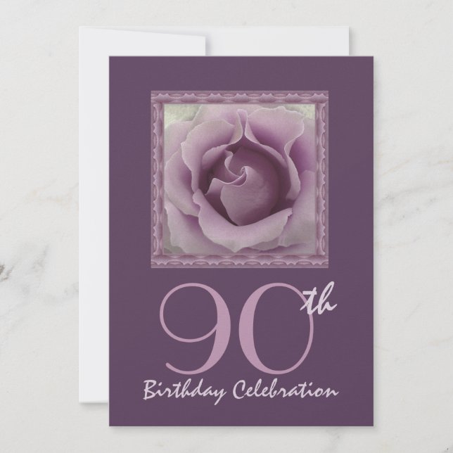 Inbjudan till 90-årsfirande DREAMY PURPLE Ros (Framsida)
