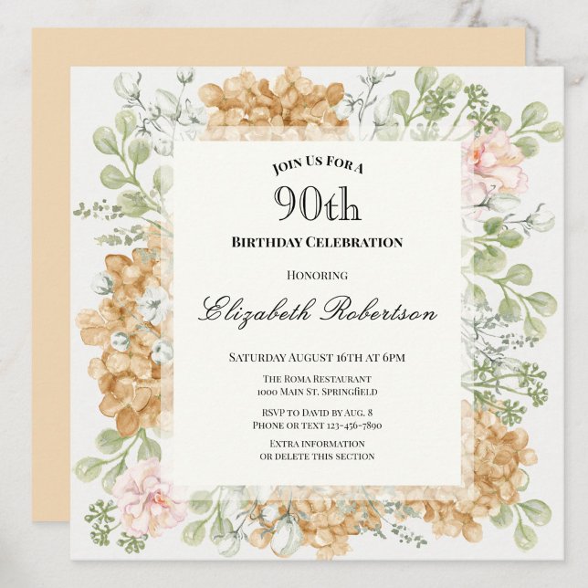 Inbjudan till 90-årsfirande i eleganta höstfärger (Skapare uppladdad)