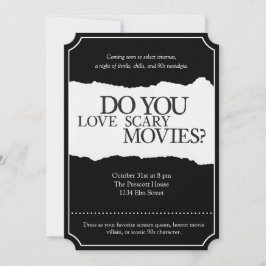 Inbjudan till 90-talets skräckfilm Halloween fest