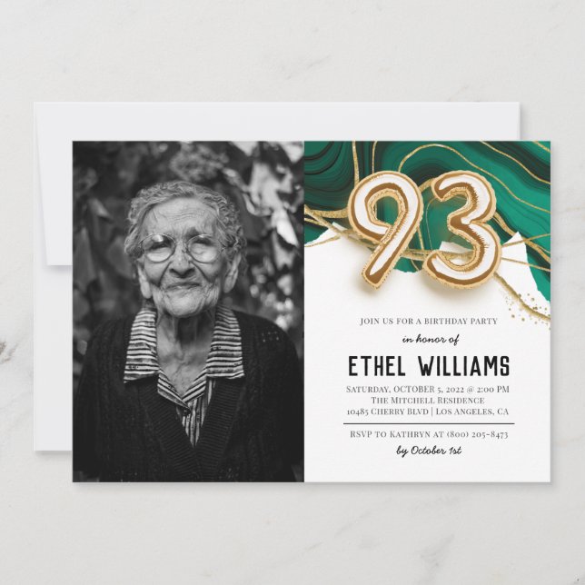 Inbjudan till 93-årsfest (Framsida)