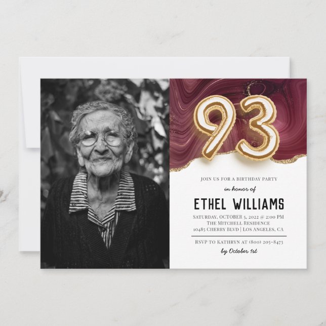 Inbjudan till 93-årsfest (Framsida)