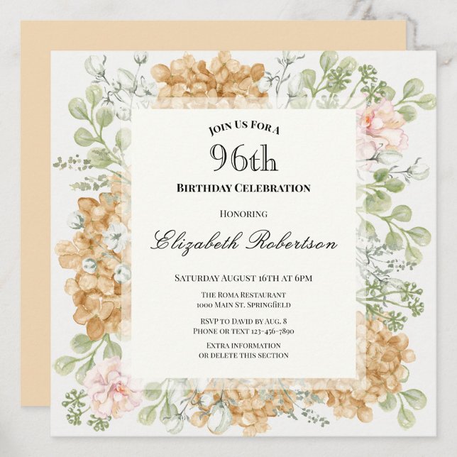 Inbjudan till 96-årsdag i eleganta höstfärger (Skapare uppladdad)