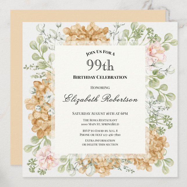 Inbjudan till 99-årsfirande i eleganta höstfärger (Skapare uppladdad)