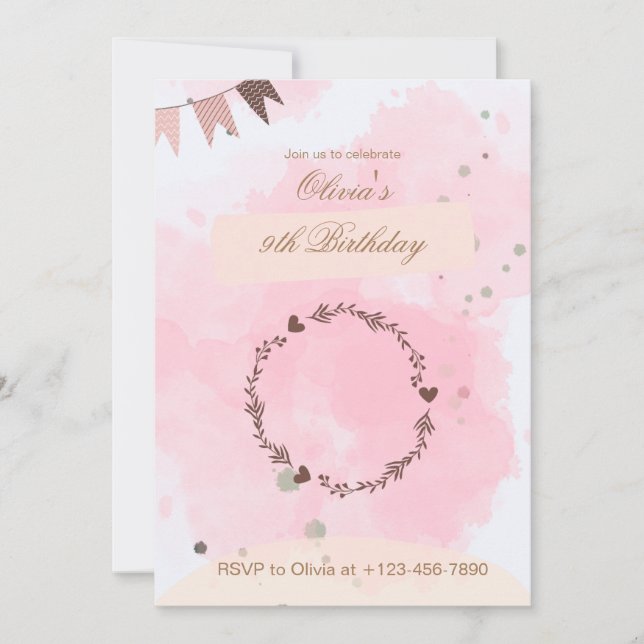 Inbjudan till 9:e födelsedagen (Framsida)