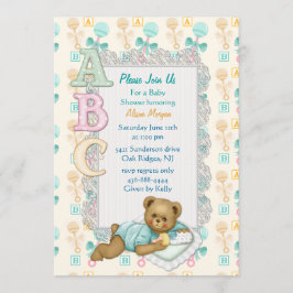 Inbjudan till ABC Teddy Shower - Persikor och Aqua