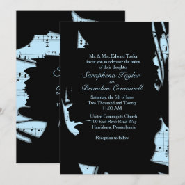 Inbjudan till abstrakt Black and Blue Music Weddin