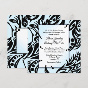 Inbjudan till abstrakt Black and Blue Tribal Weddi