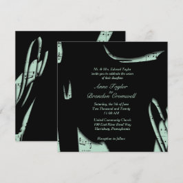 Inbjudan till abstrakt Black and Mint Music Weddin