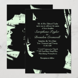 Inbjudan till abstrakt Black and Mint Music Weddin