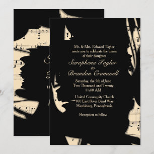 Inbjudan till abstrakt Black and Peach Music Weddi
