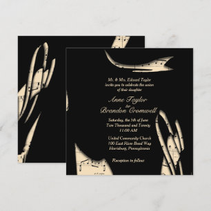 Inbjudan till abstrakt Black and Peach Music Weddi