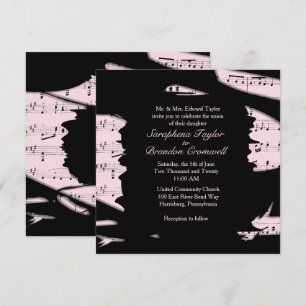 Inbjudan till abstrakt Black and Rosa Music Weddin