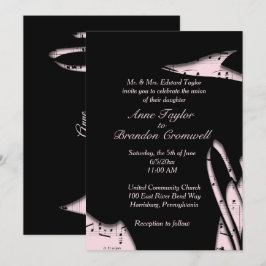 Inbjudan till abstrakt Black and Rosa Music Weddin