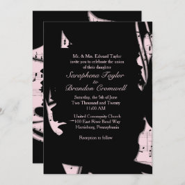 Inbjudan till abstrakt Black and Rosa Music Weddin