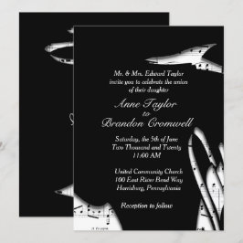 Inbjudan till abstrakt Black and White Music Weddi