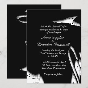 Inbjudan till abstrakt Black and White Music Weddi