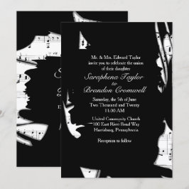 Inbjudan till abstrakt Black and White Music Weddi