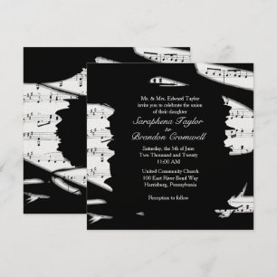 Inbjudan till abstrakt Black and White Music Weddi