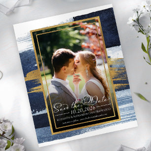 Inbjudan till abstrakt Bröllop spara datum Blå