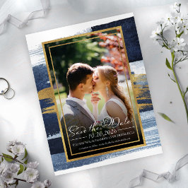 Inbjudan till abstrakt Bröllop spara datum | Blå