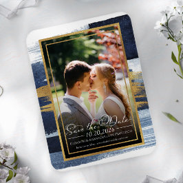 Inbjudan till abstrakt Bröllop spara datum | Blå Magnet